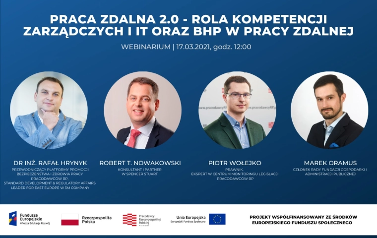 Webinarium Praca zdalna 2.0 - rola kompetencji zarządczych i IT oraz BHP w pracy zdalnej