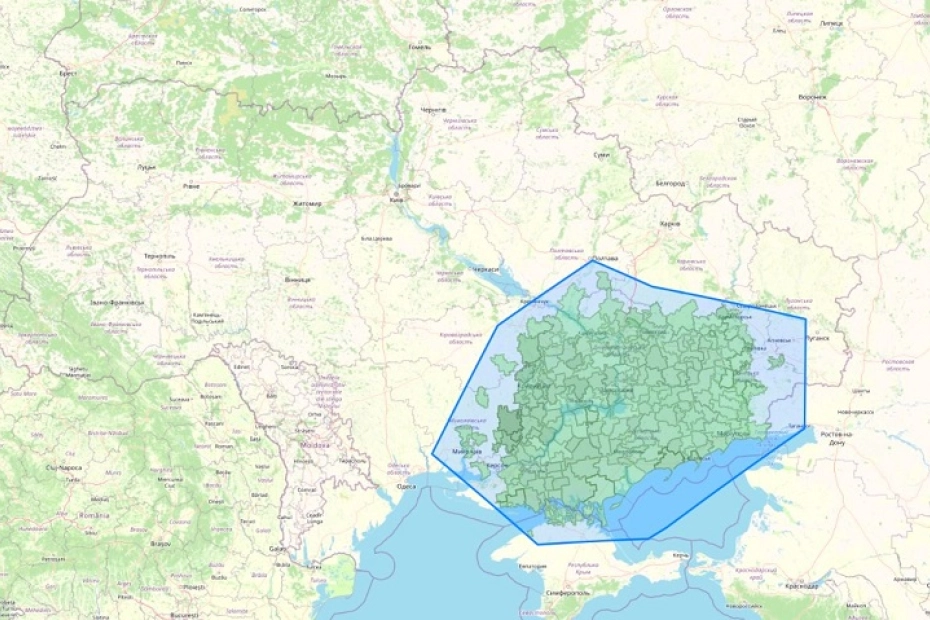 Analizowany obszar stanu upraw na Ukrainie