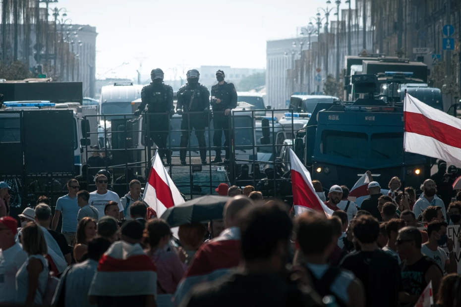 Protesty w Mińsku, kwiecień 2020 r. A. Łukaszenko sprawuje władze w wyniku sfałszowania wyników wyborów.