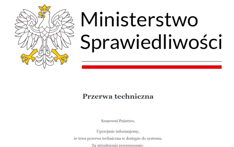 Awaria systemów informatycznych Ministerstwa Sprawiedliwości. Padły najważniejsze strony