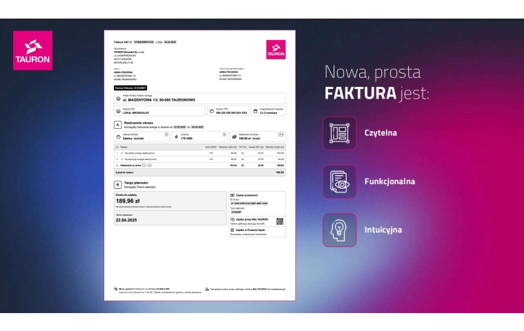 TAURON zaprezentował nową fakturę, która ma trafić do 6 mln klientów oraz „Tanie Godziny”