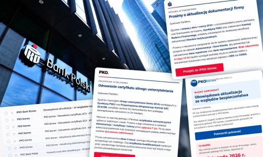 Siedem maili w dwa dni. Przedsiębiorca pokazuje, jak oszuści podszywają się pod PKO BP. Ekspertka i CERT Polska ostrzegają