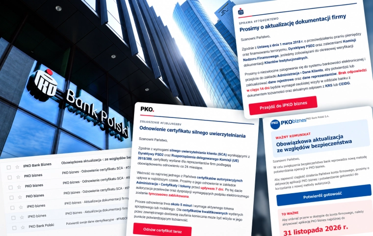 Siedem maili w dwa dni. Przedsiębiorca pokazuje, jak oszuści podszywają się pod PKO BP. Ekspertka i CERT Polska ostrzegają